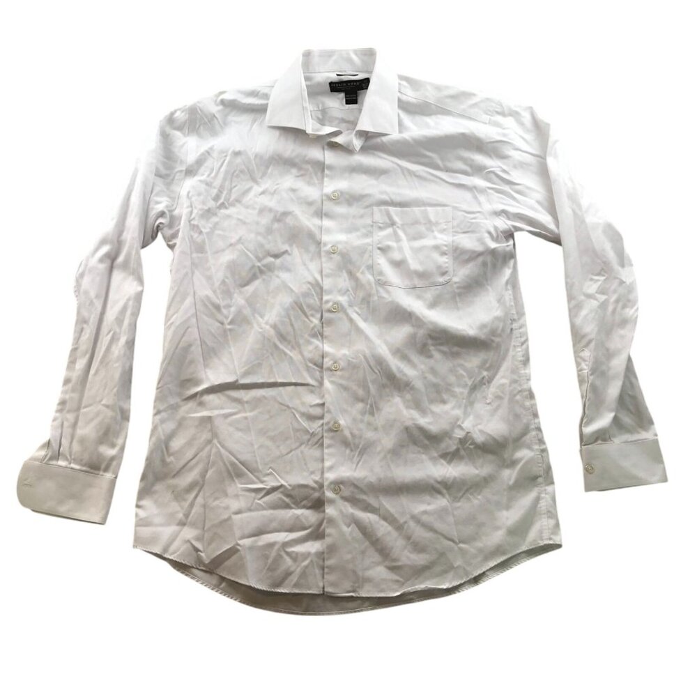 Pronto Uomo Mens Dress Shirt Size XL 17 Neck Non-Iron White Long Sleeve Classic
